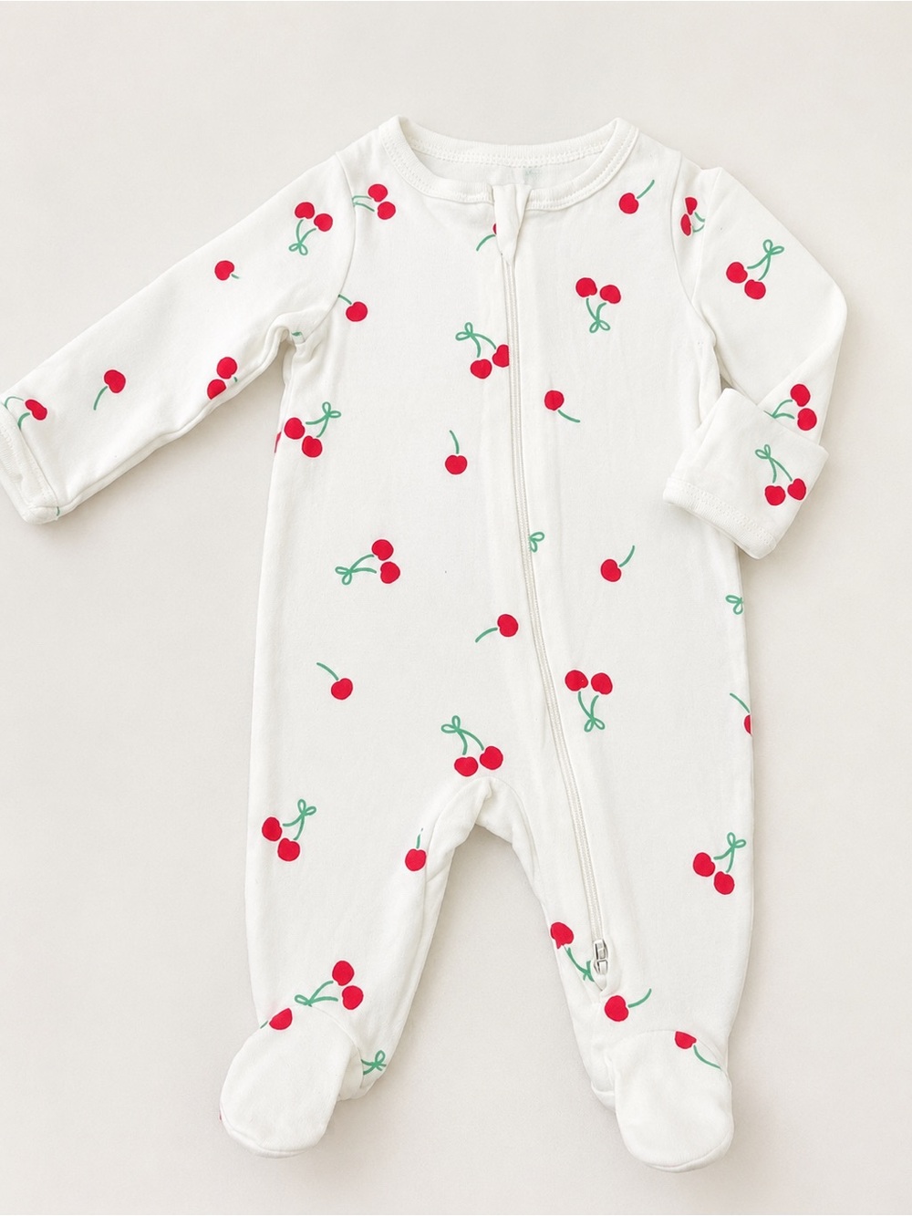 Wonder Nation - Double Zipper Sleeper W/ Cherry Print (Cotton) - NB